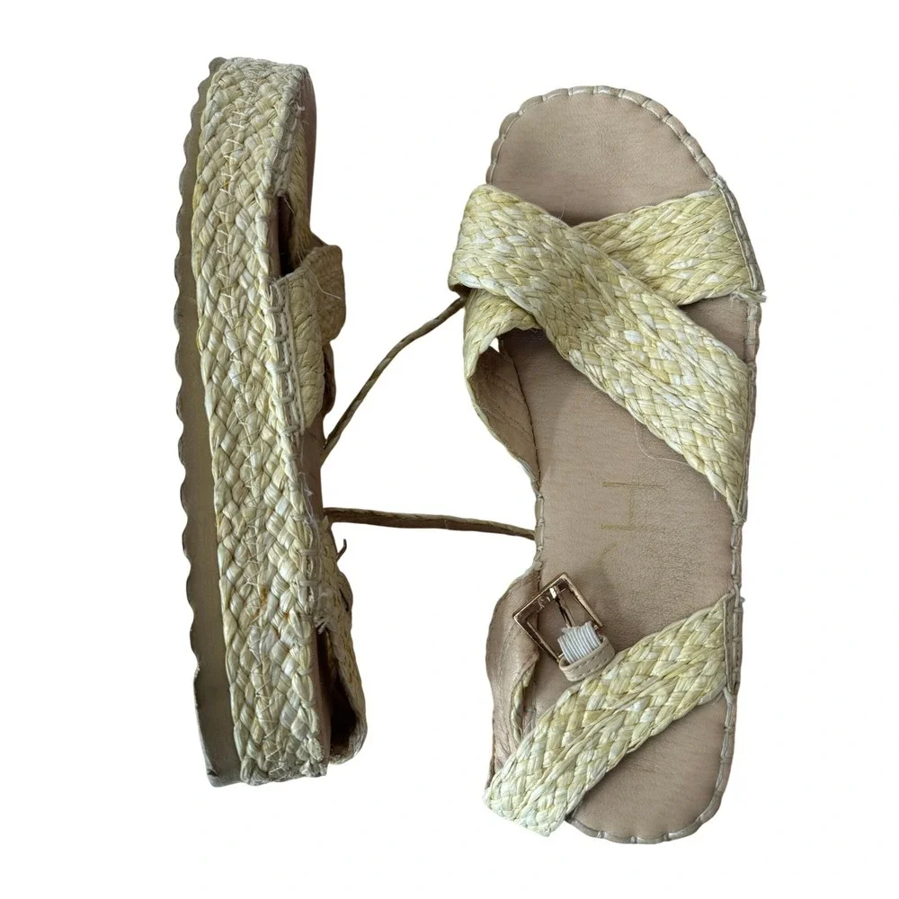 Urban Outfitters Raffia Sandals Women's Ankle Strap Platform Sandals‎